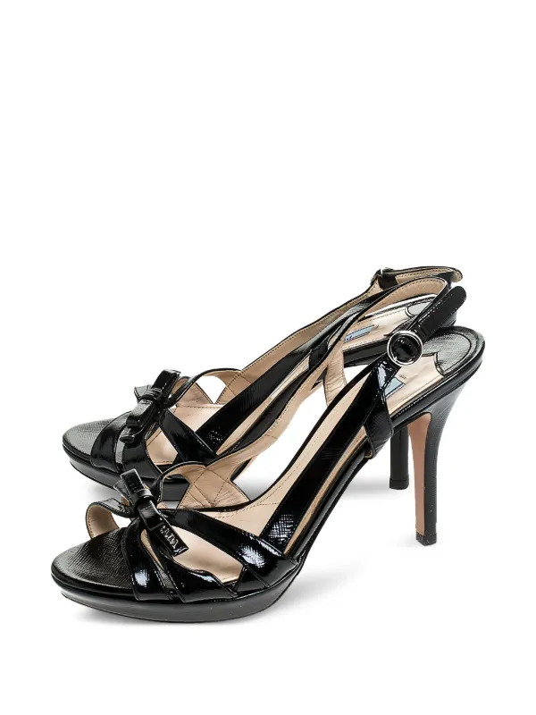 Prada Pre-Owned リボン サンダル 105mm | ブラック | FARFETCH JP