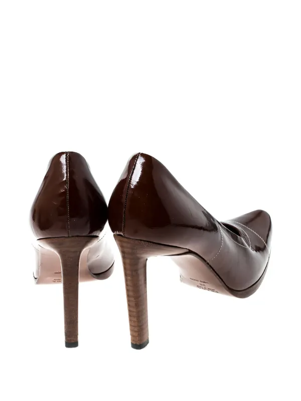 Prada Pre-Owned Patent Leather Square Toe Pumps | Brown | FARFETCH ZA