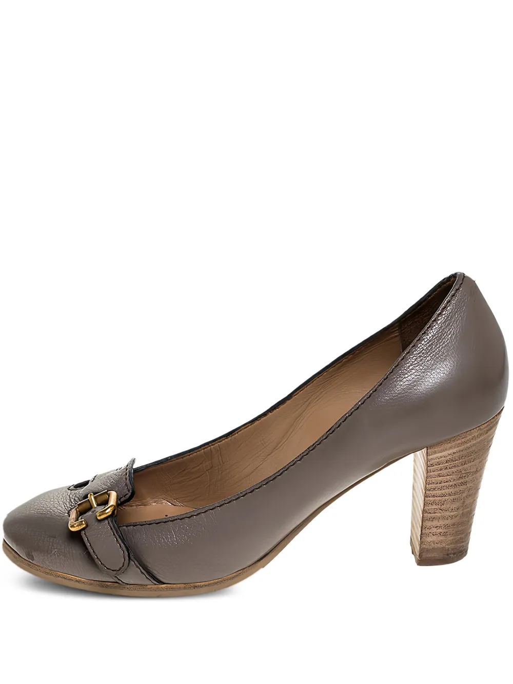 75mm buckle-detail leather pumps