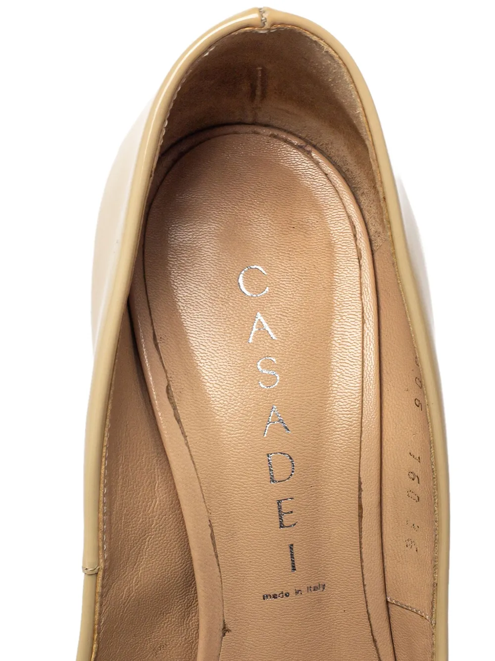 Pre-owned Casadei Vintage 110mm Patent Leather Platform Pumps In Neutral