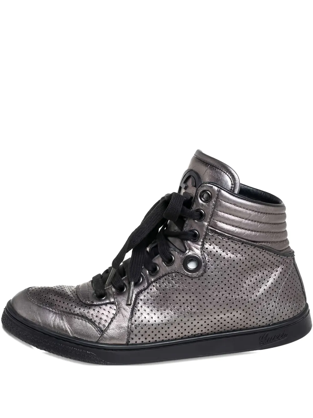 Gucci Pre-Owned パーフォレーテッド レザースニーカー - メタリック Gucci Pre-Owned パーフォレーテッド レザースニーカー - メタリック