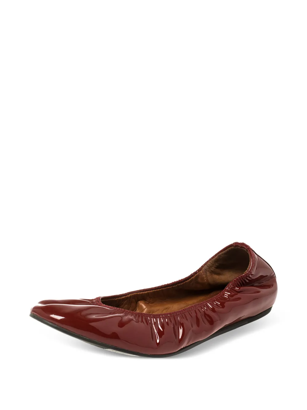 Lanvin Pre-Owned patent-leather round-toe ballet flats - Rosso