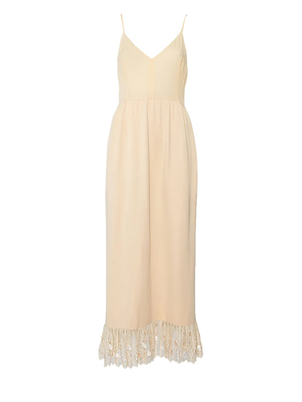 Pre-owned Chloé Lace-trim Silk Midi Dress