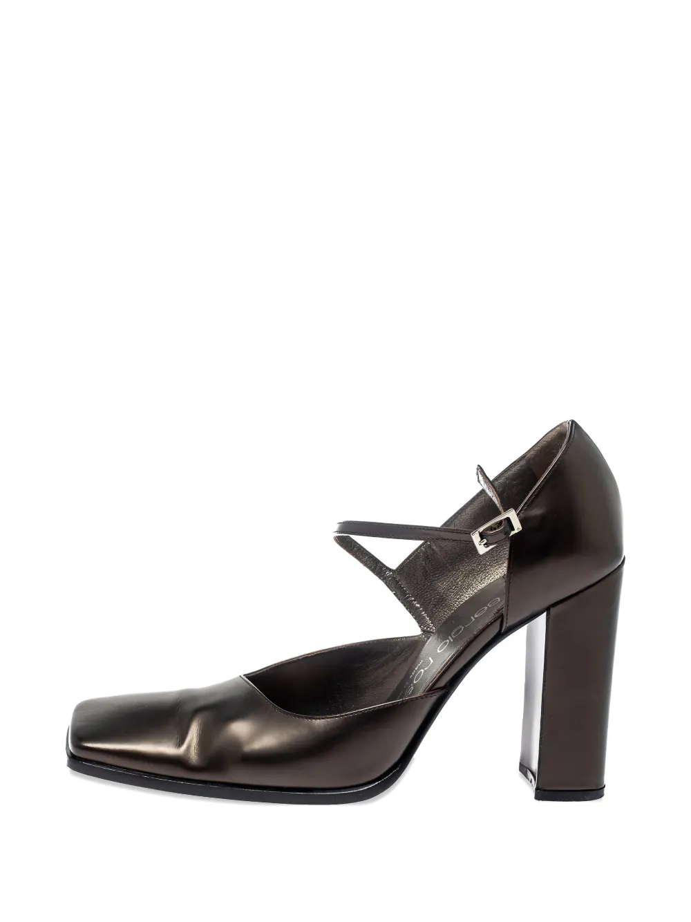 Sergio Rossi Vintage 100 mm pumps met vierkante neus en blokhak - Grijs
