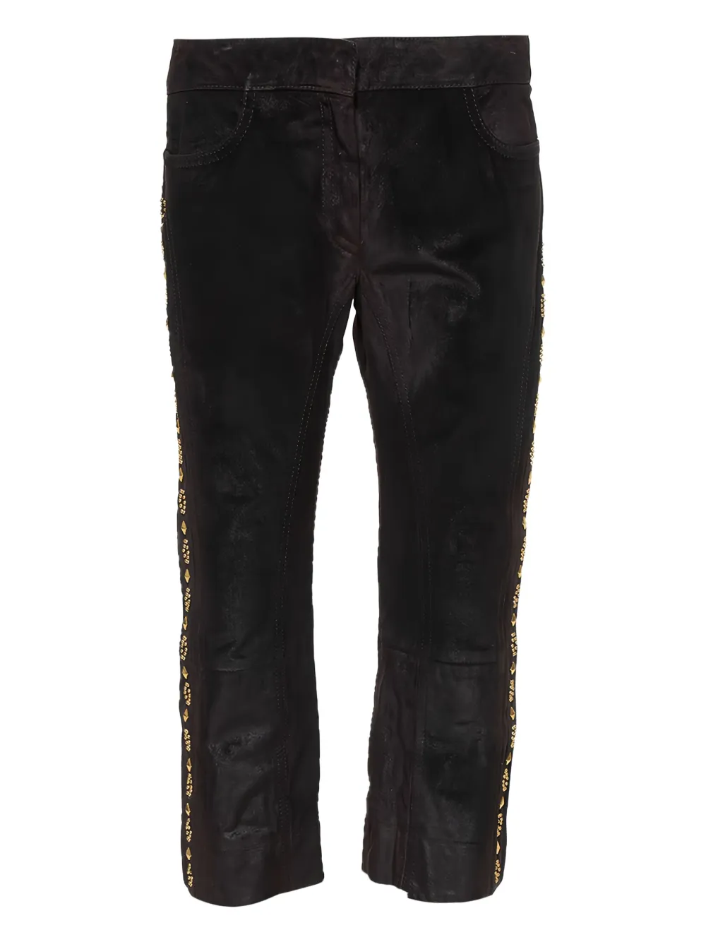 leather cropped trousers