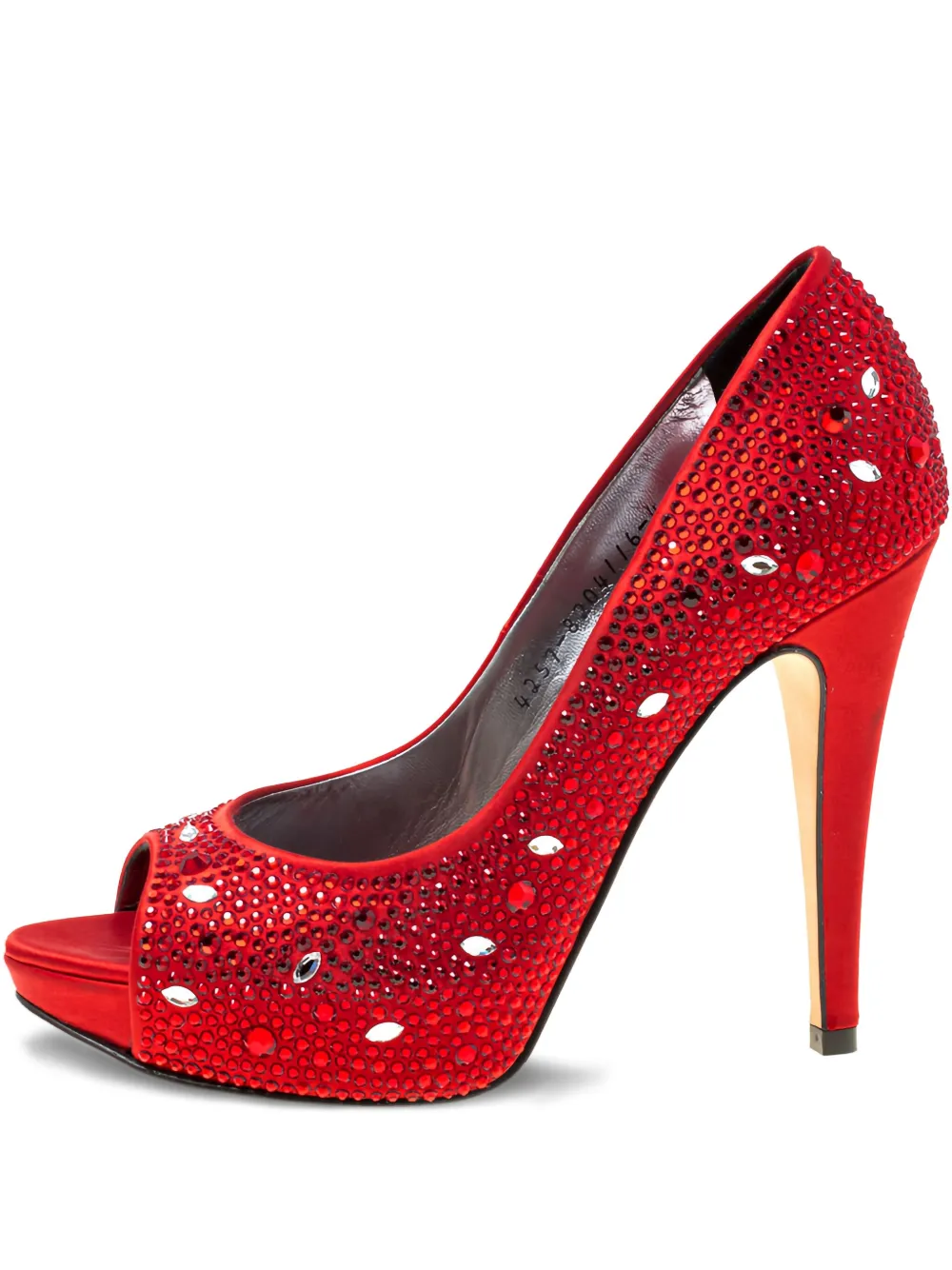 Gina Pre-owned 115mm crystal-embellished peep-toe pumps | Red | Image 1