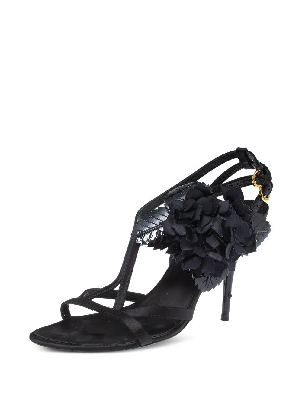 Louis Vuitton Pre-Owned 105 mm sandalen met bloemenpatch - Zwart