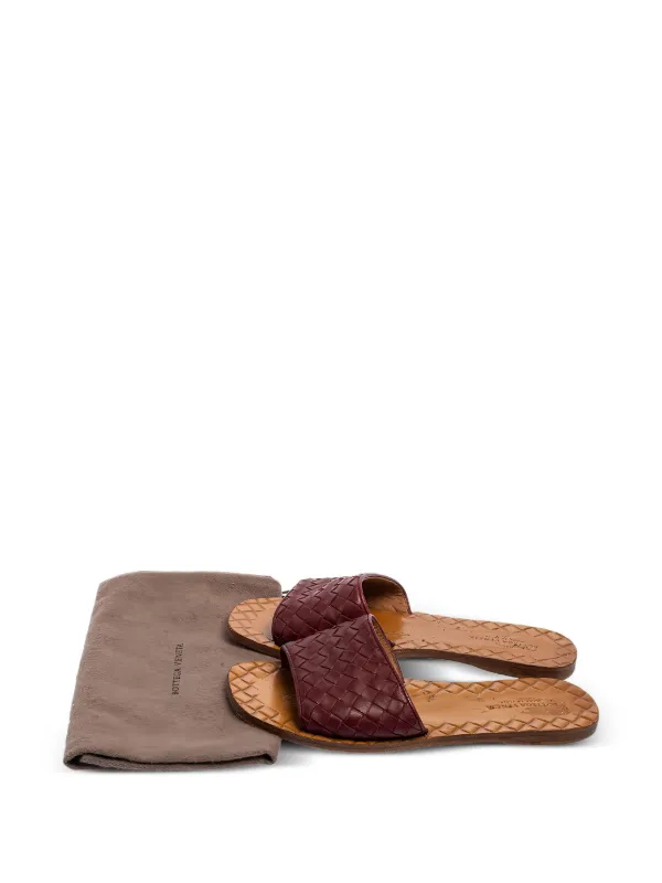 美品☆BOTTEGA VENETA サンダル リド　フラット　イントレチャート Bottega Veneta Pre-Owned イントレチャート フラットサンダル