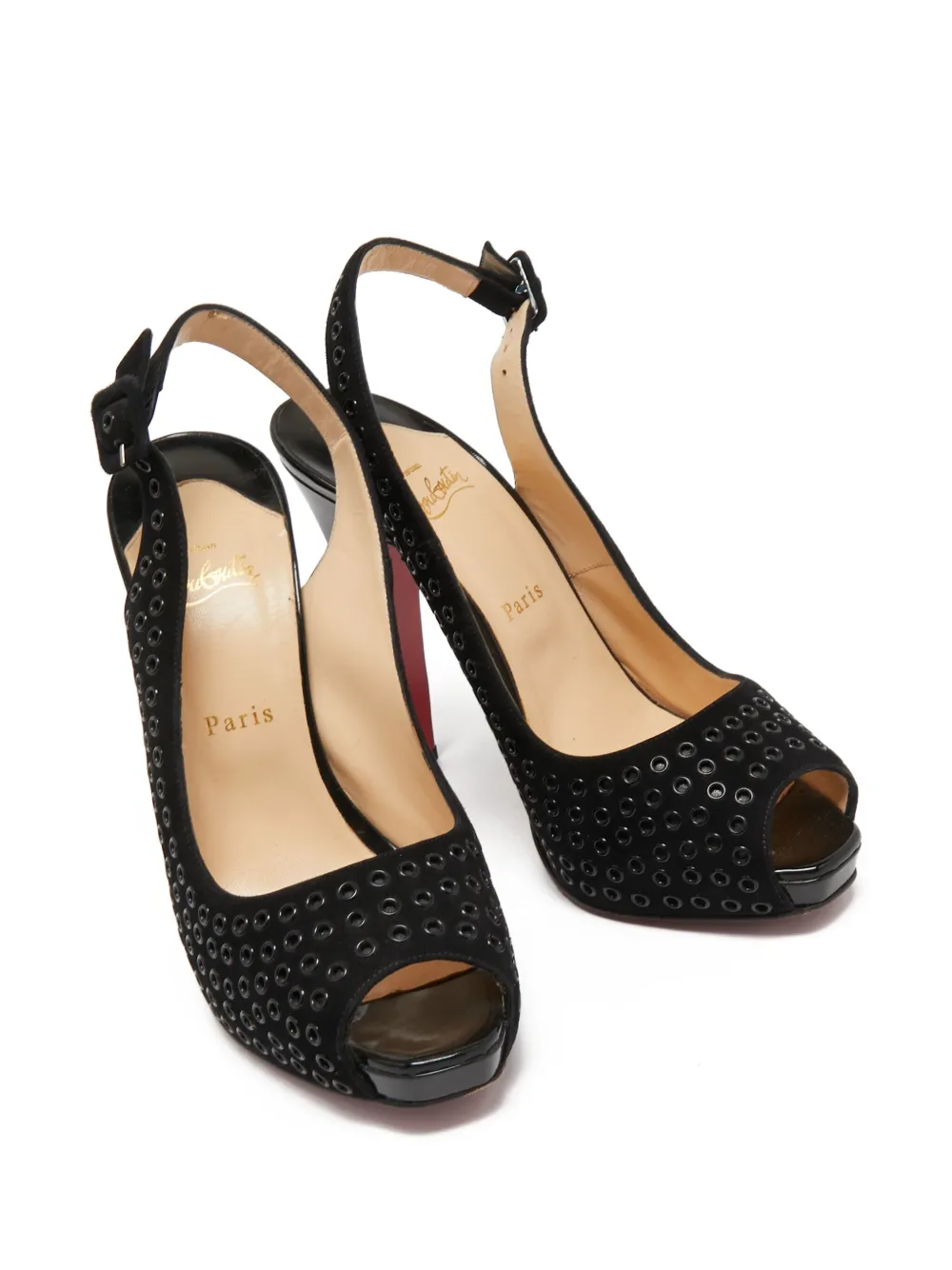 Christian Louboutin Pre-Owned 2024 130 mm Aicha slingback pumps met ringlets - Zwart