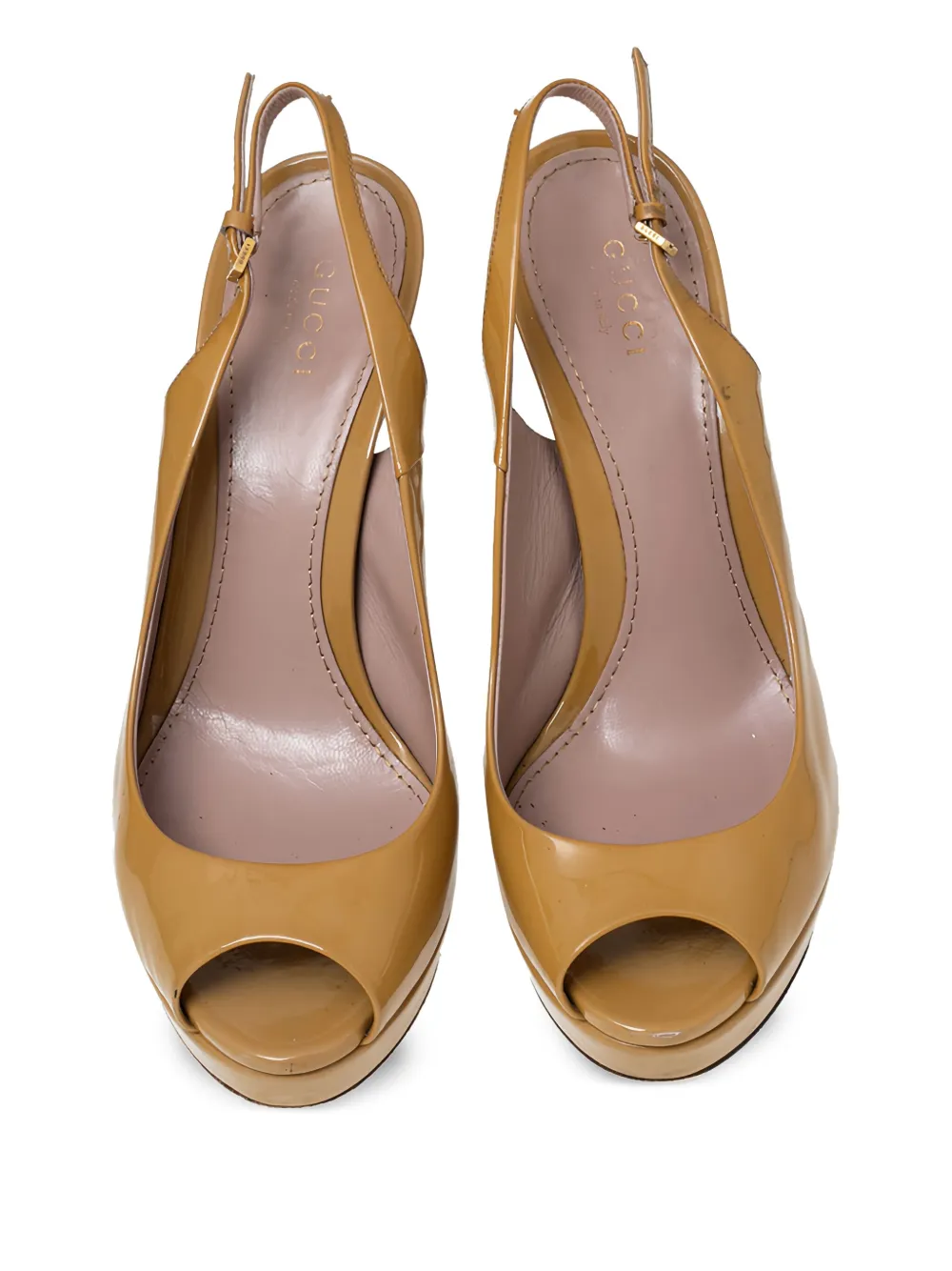 Gucci Pre-Owned 135 mm lakleren slingback pumps - Geel
