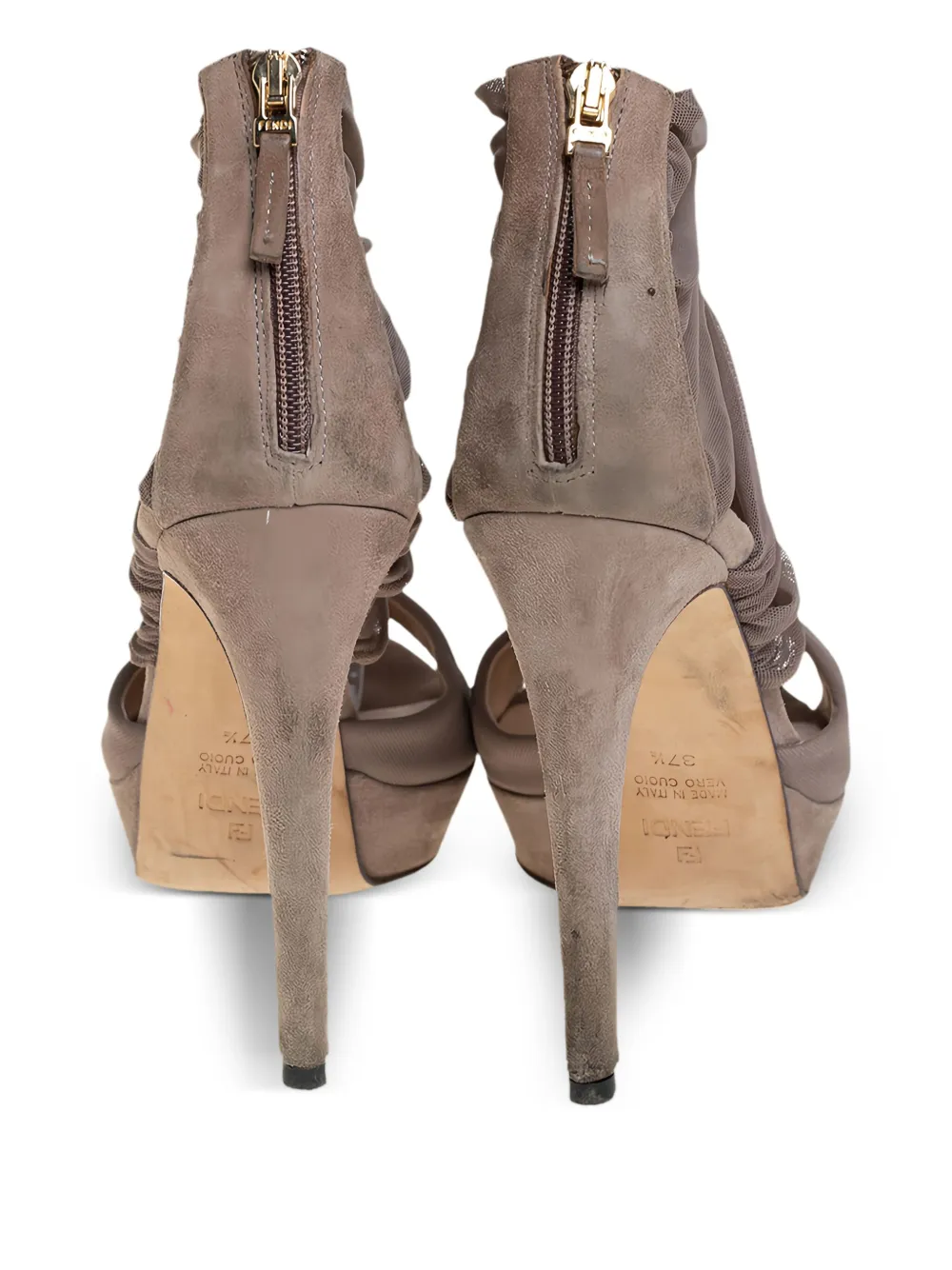 Fendi Pre-Owned 2023 120 mm suède sandalen met mesh - Grijs