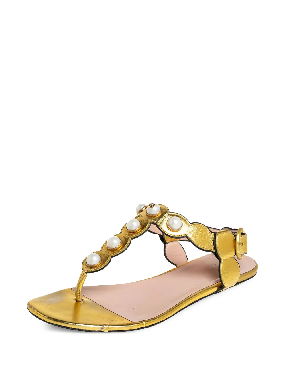 Gucci Pre-Owned Sandalen verfraaid met parels - Goud