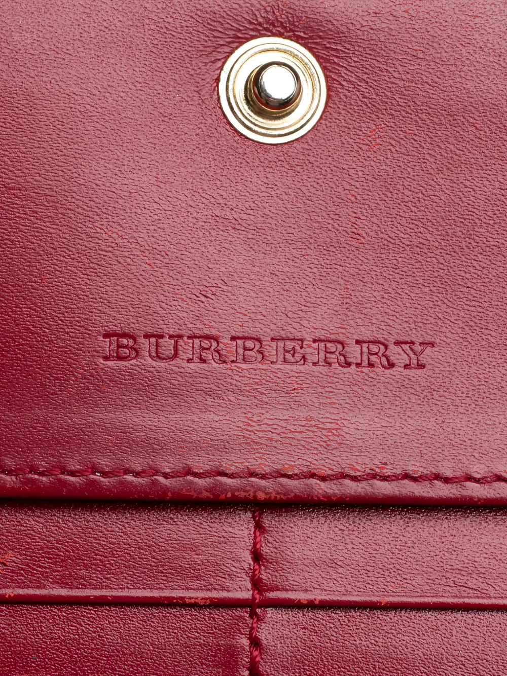 Pre-owned Burberry Penrose Wallet In Red