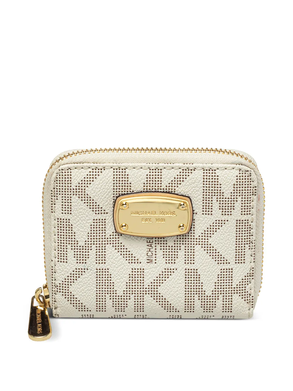 Michael Kors Vintage プレオウンド ロゴプレート 財布 - ホワイト Michael Kors Vintage プレオウンド ロゴプレート 財布 - ホワイト