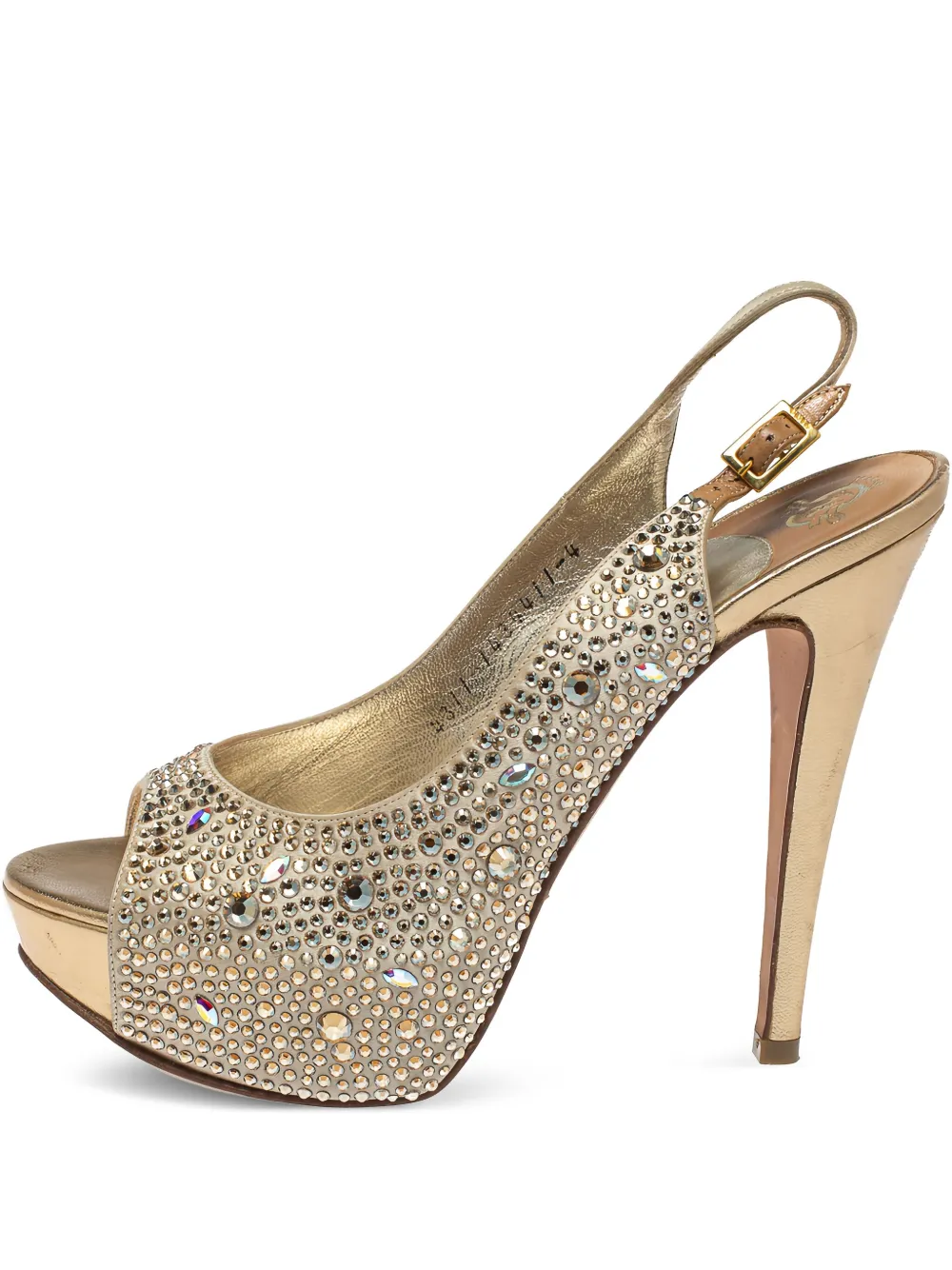 Gina pre-owned 125mm crystal-embellished platform sandals | Gold | Image 1