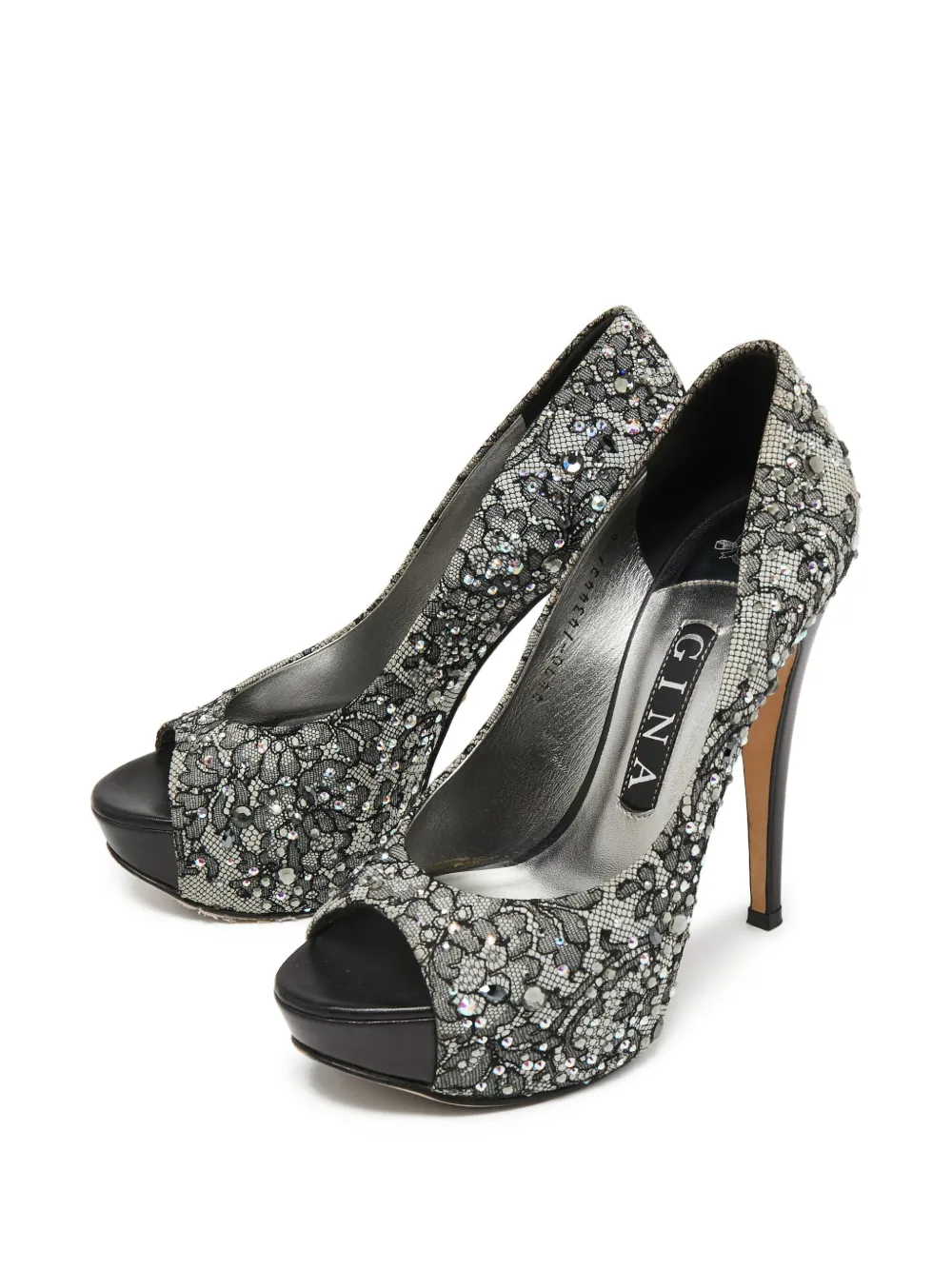Gina 130mm rhinestone-embellished peep-toe pumps | Heeled Pumps | Image 2