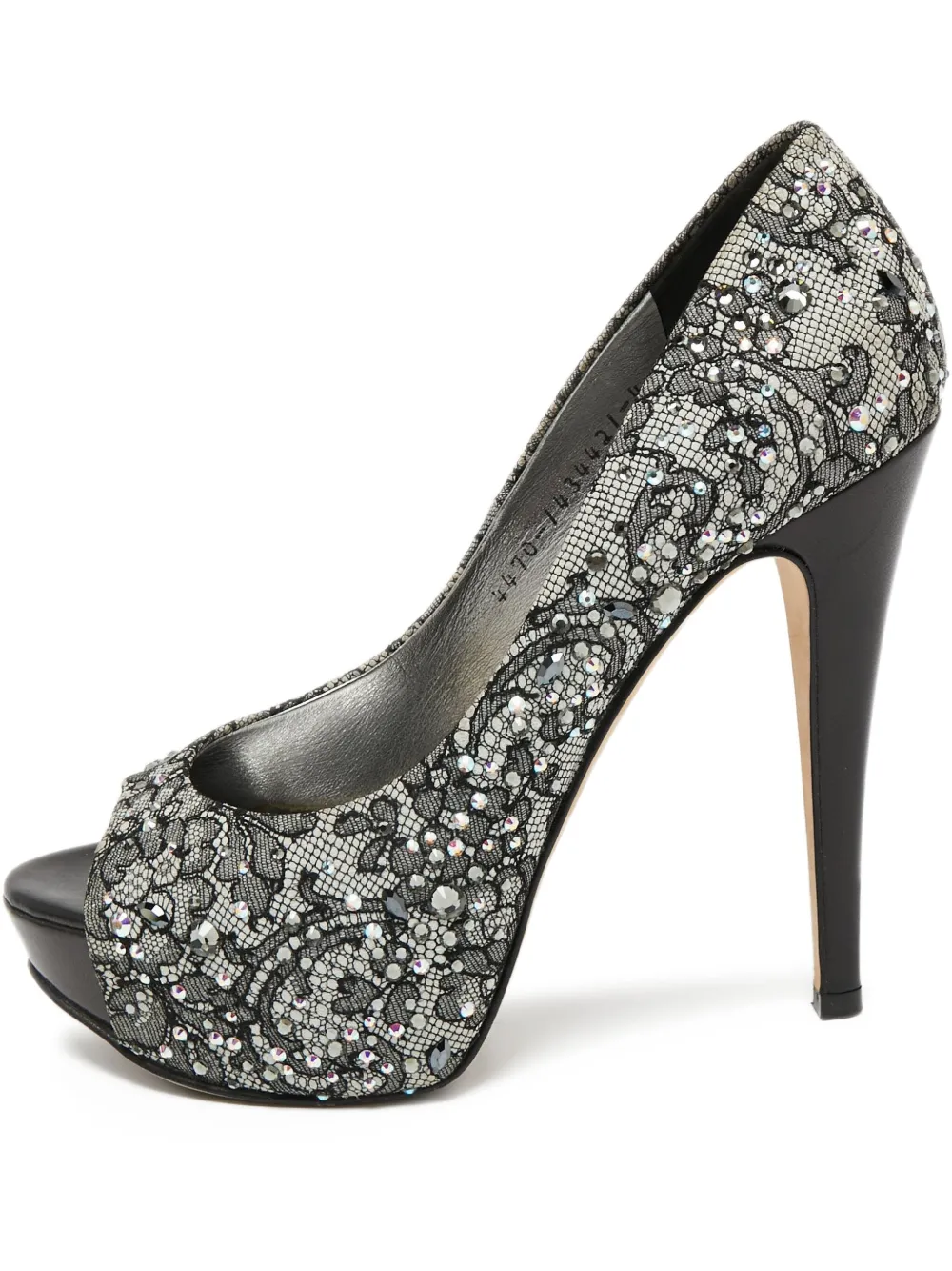 Gina 130mm rhinestone-embellished peep-toe pumps | Black | Image 1