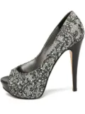 Gina 130mm rhinestone-embellished peep-toe pumps - Black