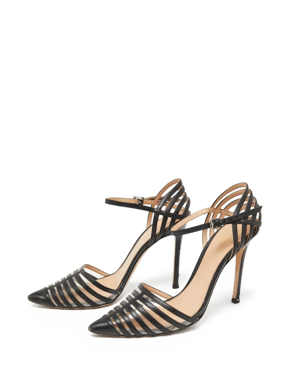 Gianvito Rossi Pre-owned 100 mm leren pumps met bandjes - Zwart
