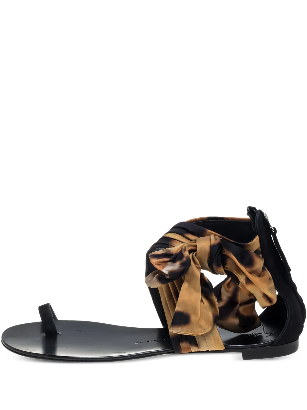 Pre-owned leopard-print knotted flat sandals