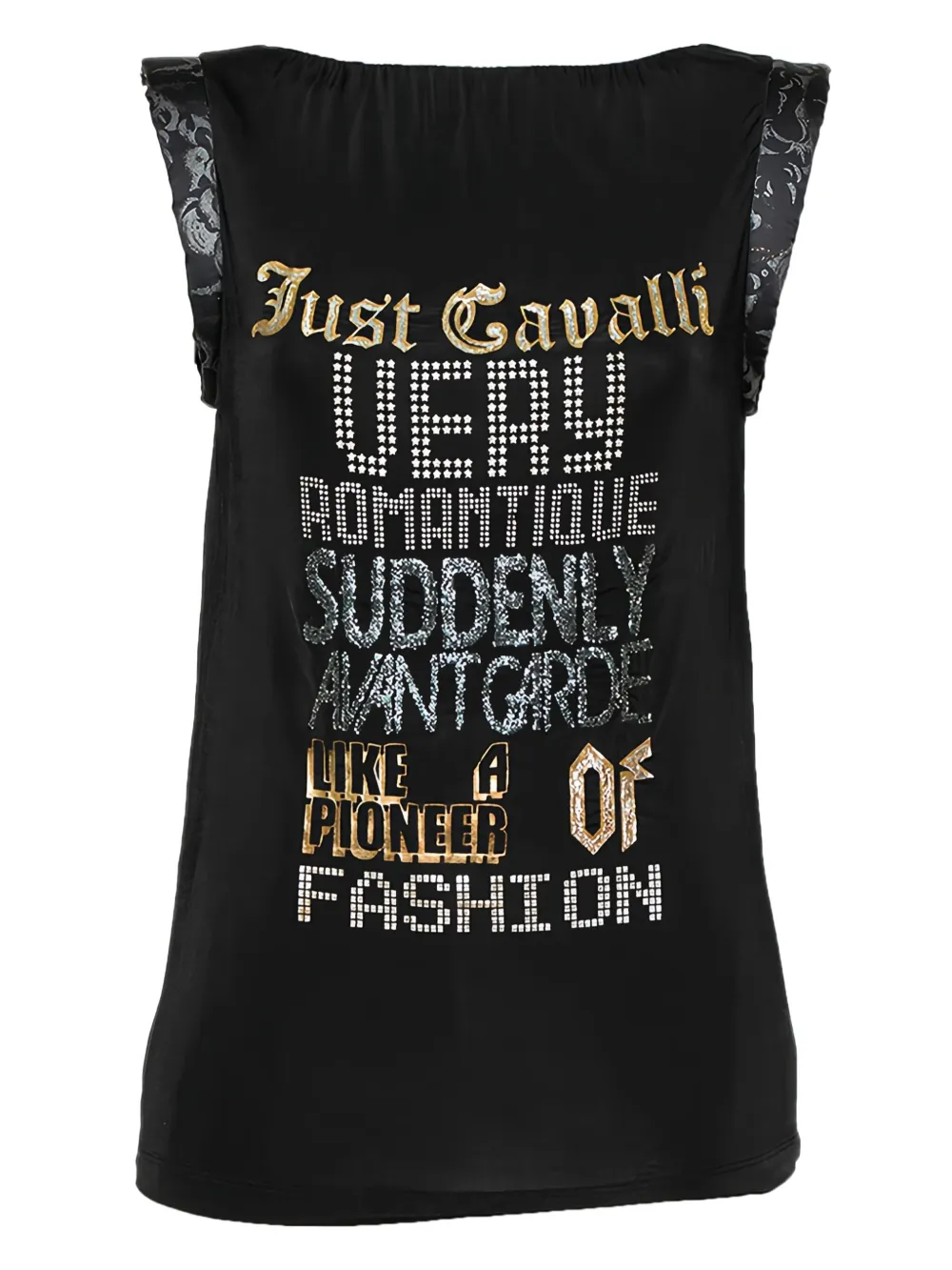 Just Cavalli Vintage sequin-embellished graphic top | Black | Image 1