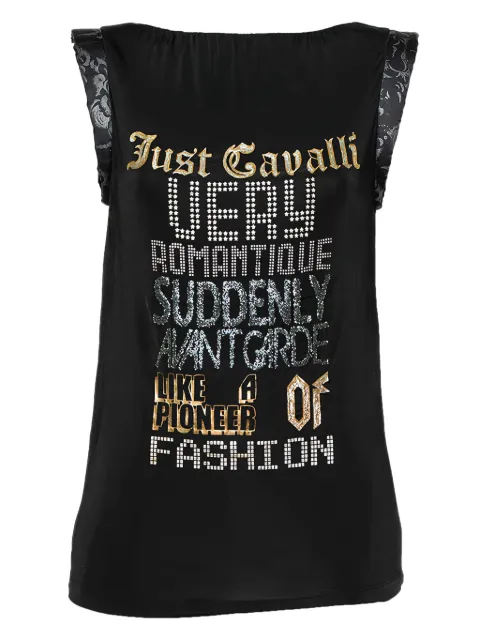 Just Cavalli Vintage sequin-embellished graphic top