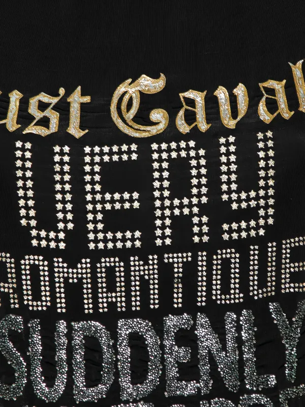 Just Cavalli スパンコール装飾 タンクトップ ブラック XS Just Cavalli Vintage スパンコール グラフィック トップ | ブラック