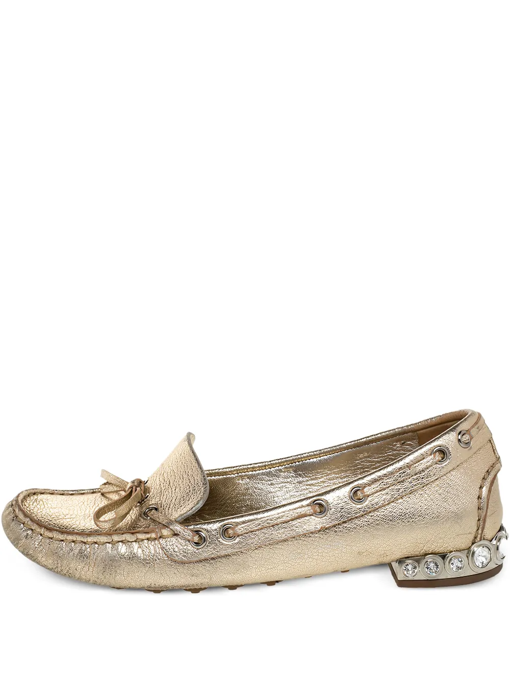 Pre-owned Miu Miu Metallic Loafers