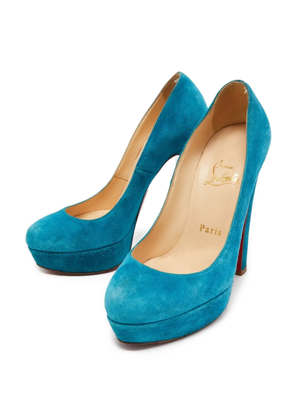 Christian Louboutin Pre-Owned 130 mm suède pumps met plateauzool - Blauw