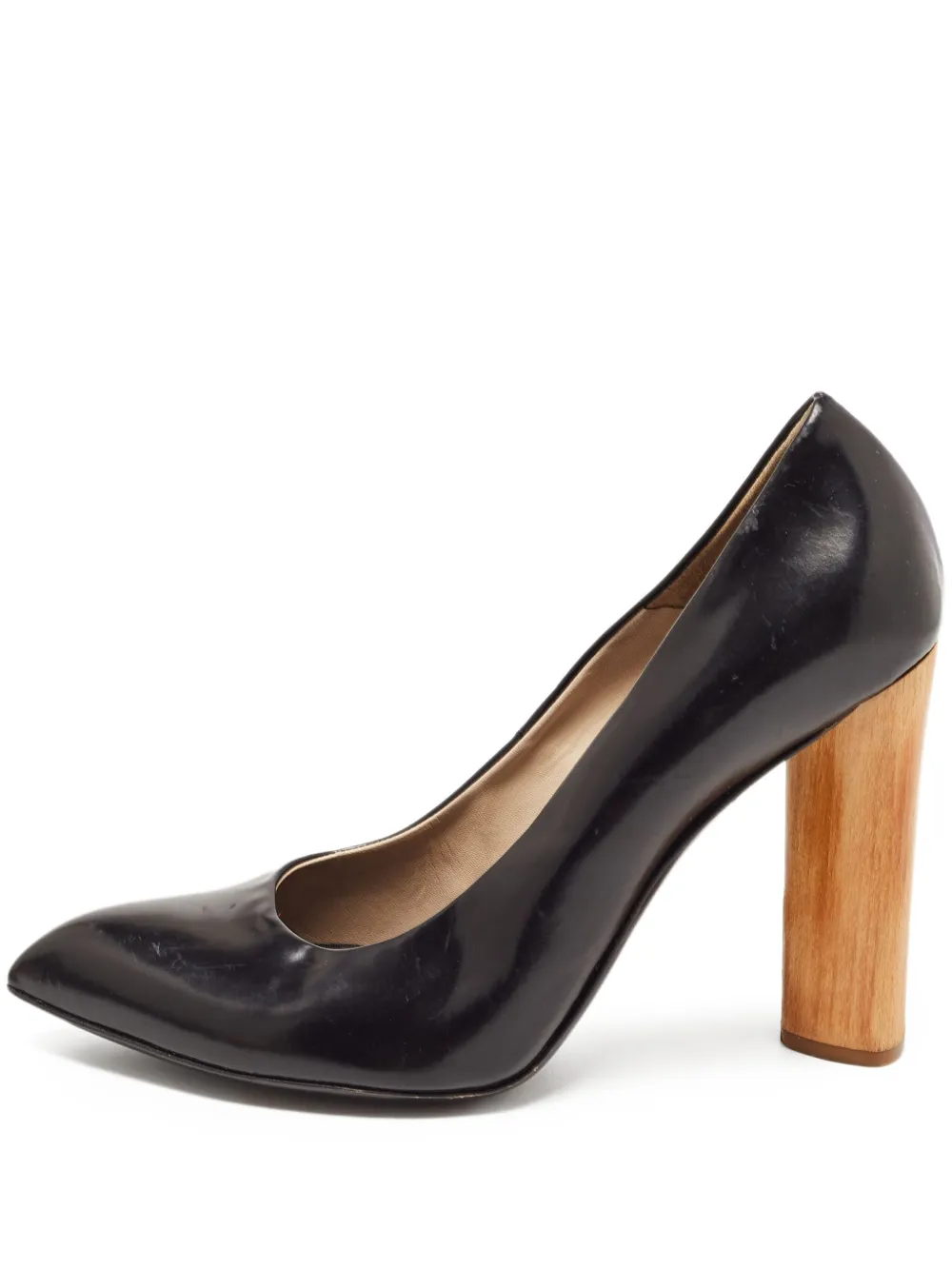 120mm leather heeled pumps
