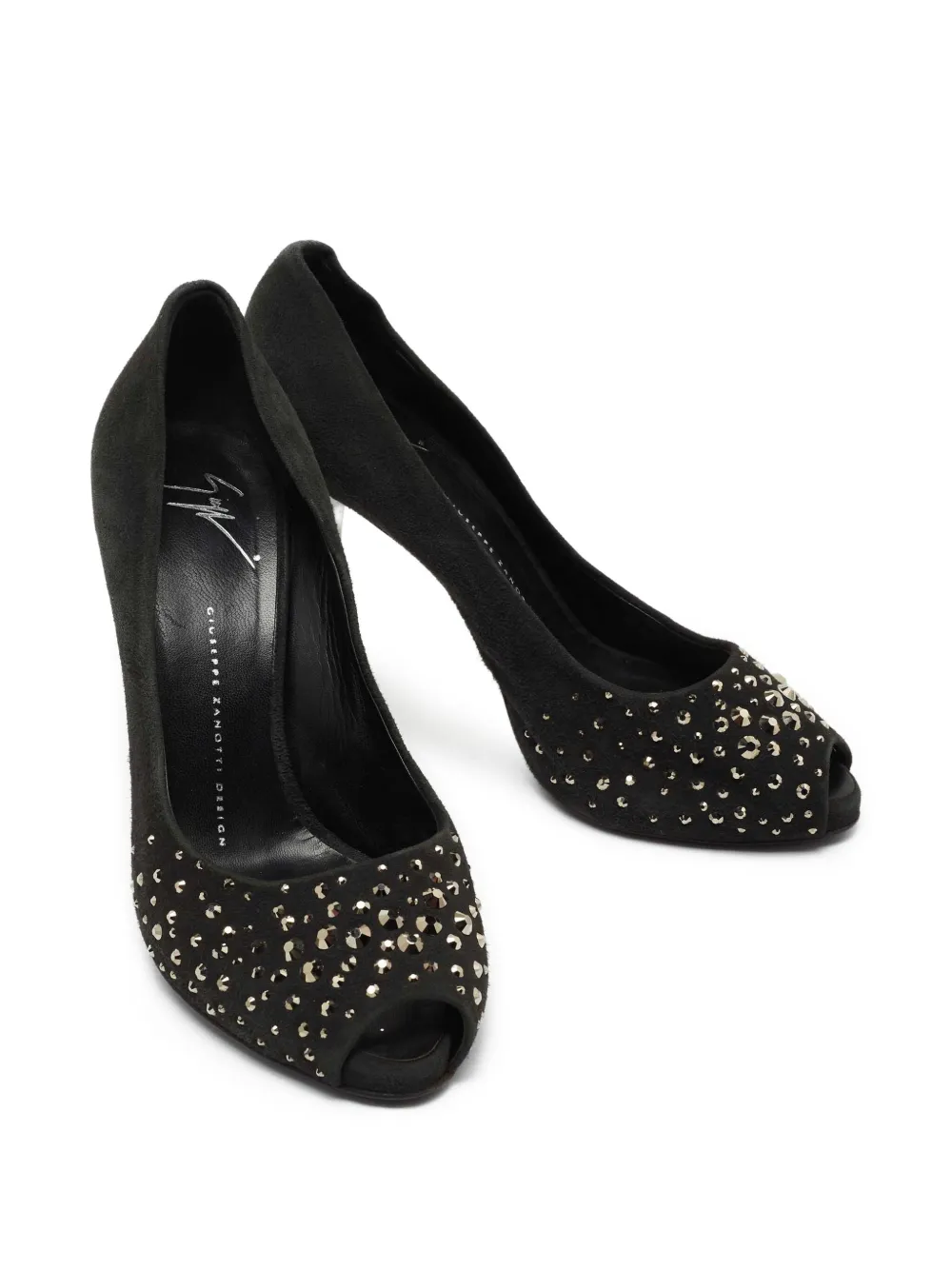 Giuseppe Zanotti Vintage 110 mm pumps met open neus en studs - Zwart