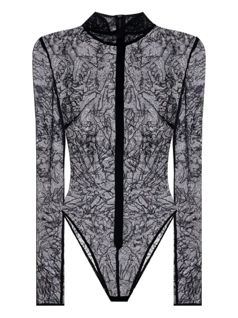 David Koma floral-lace high-neck bodysuit