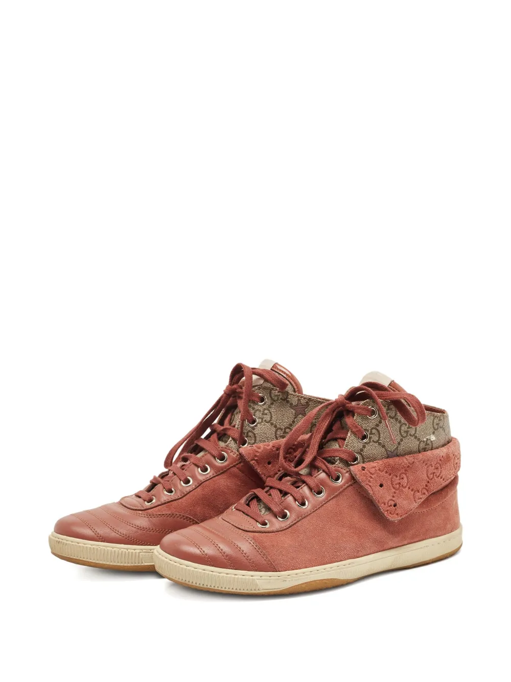 Gucci Pre-Owned Gewatteerde high-top sneakers - Roze