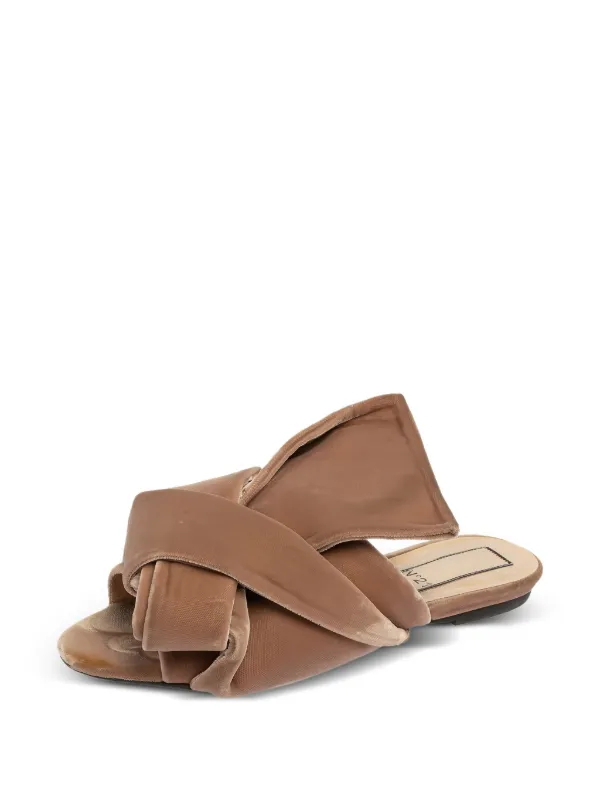 Nº21 Pre-owned Knotted Velvet Slide Sandals Neutrals FARFETCH AE