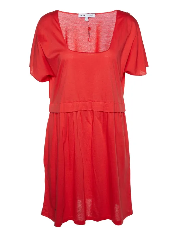 See By Chlo pre-owned squared-neck Flared Mini Dress | Red | FARFETCH JO