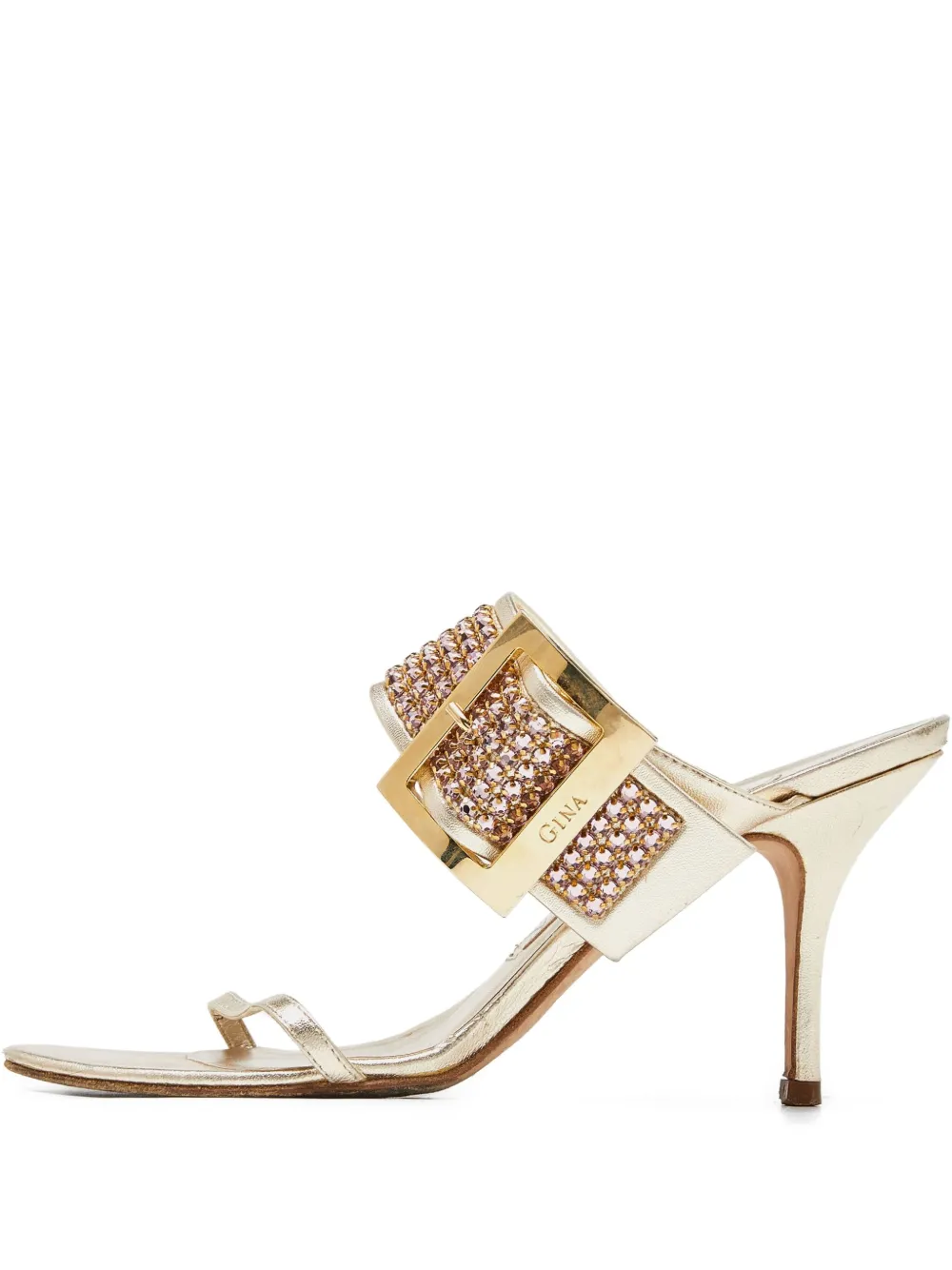Gina pre-owned 60mm leather sandals | Gold | Image 1