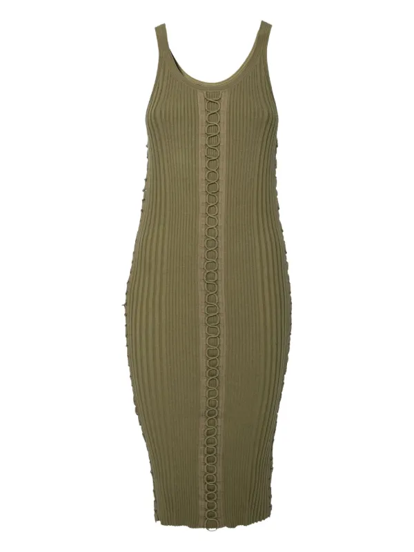 Pre-Owned Alexander Wang Ribbed Midi Dress | Green | FARFETCH GE