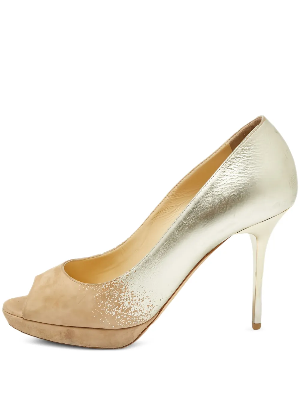 Pre-owned Jimmy Choo 2024 100mm Luna Leather Peep-toe Pumps