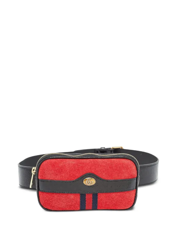 Red Suede Gucci Ophidia Bag Red Gucci Pre-Owned Suede Panelled
