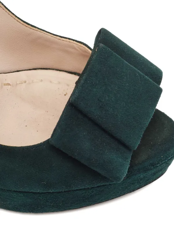 〚極美品試着のみ〛miu miu ブラック✕モスグリーン　パンプス（サイズ35） Miu Miu Pre-Owned プラットフォーム スエードパンプス | グリーン