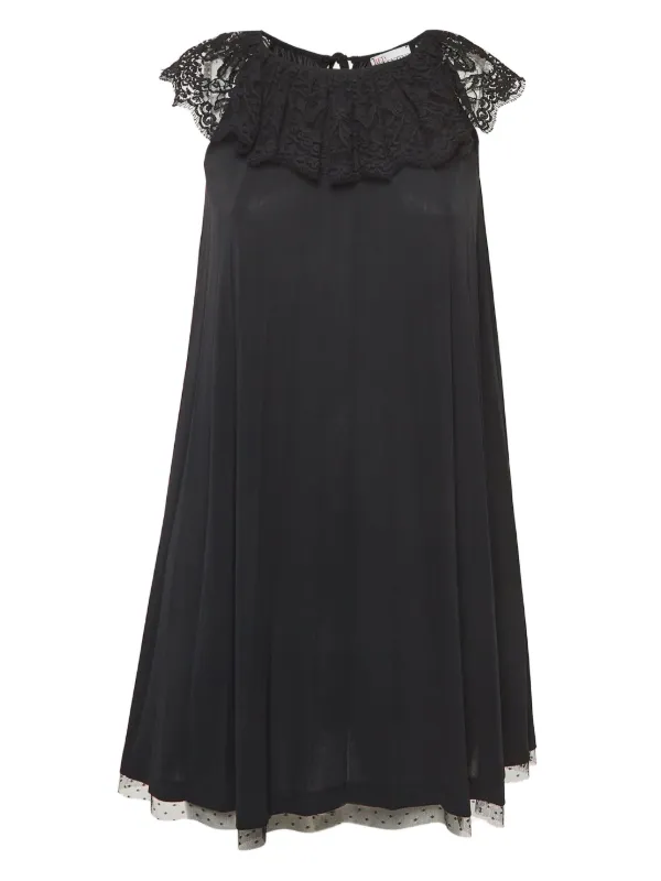 VALENTINOのブラックレーストリムドレス VALENTINOのブラックレーストリムドレス