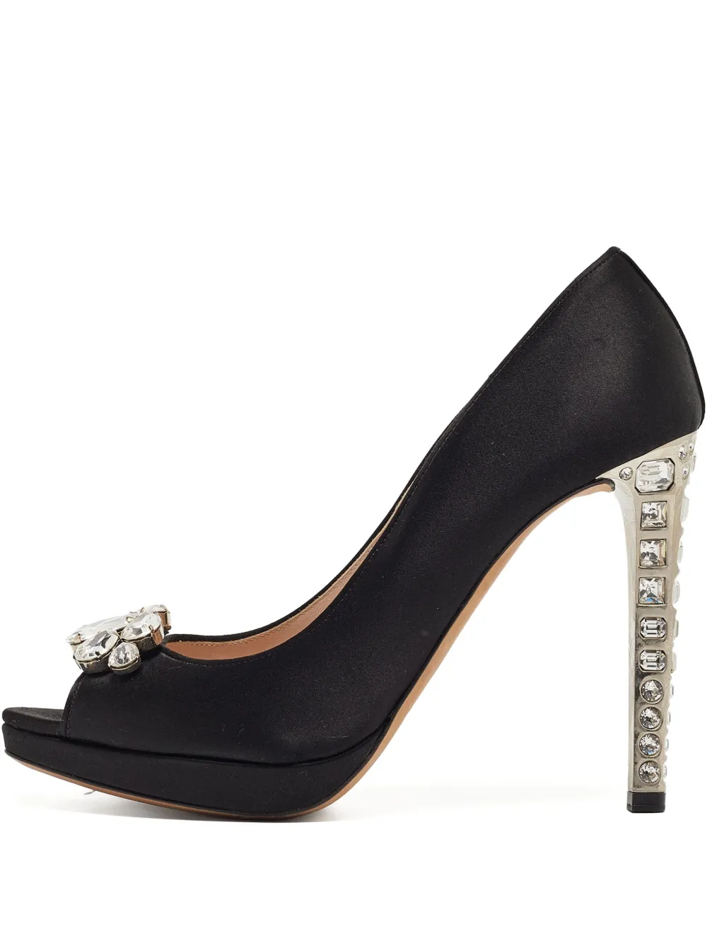 Miu Miu Pre-Owned 120mm crystal-embellished satin pumps | Black | Image 1