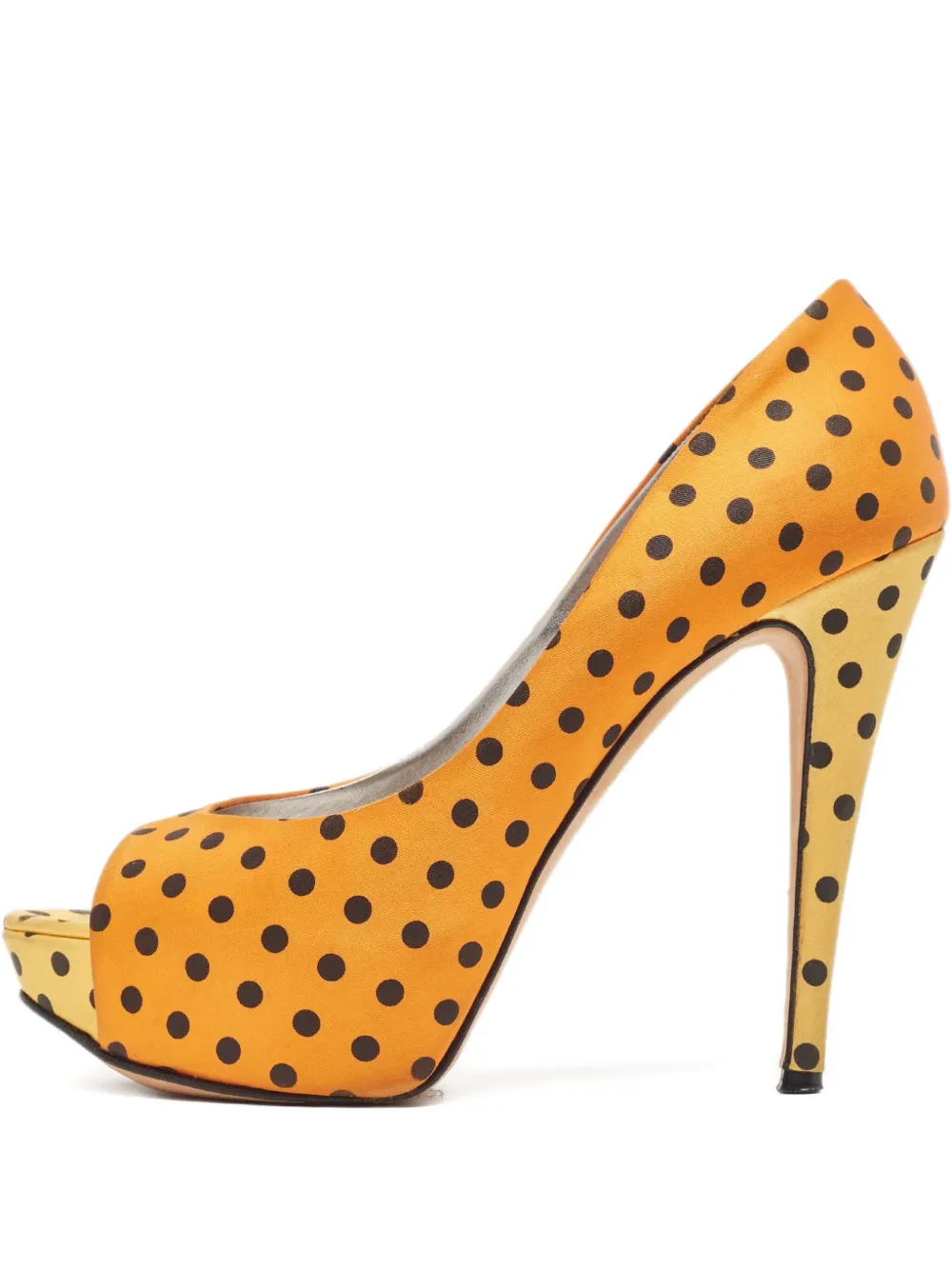 Gina 100mm polka-dot print heeled pumps | Orange | Image 1