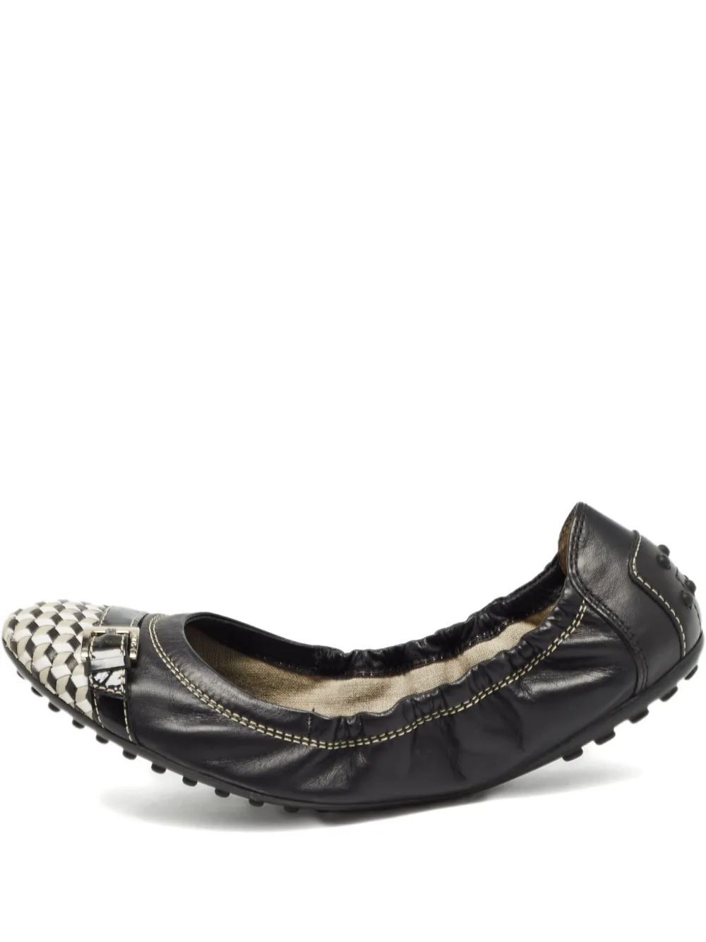 Tod's Vintage チェッカーフラットシューズ - ブラック Tod's Vintage チェッカーフラットシューズ - ブラック