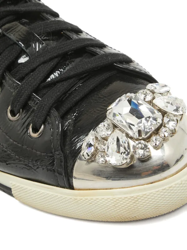 Miu Miu Pre-Owned crystal-embellished Sneakers | Black | FARFETCH