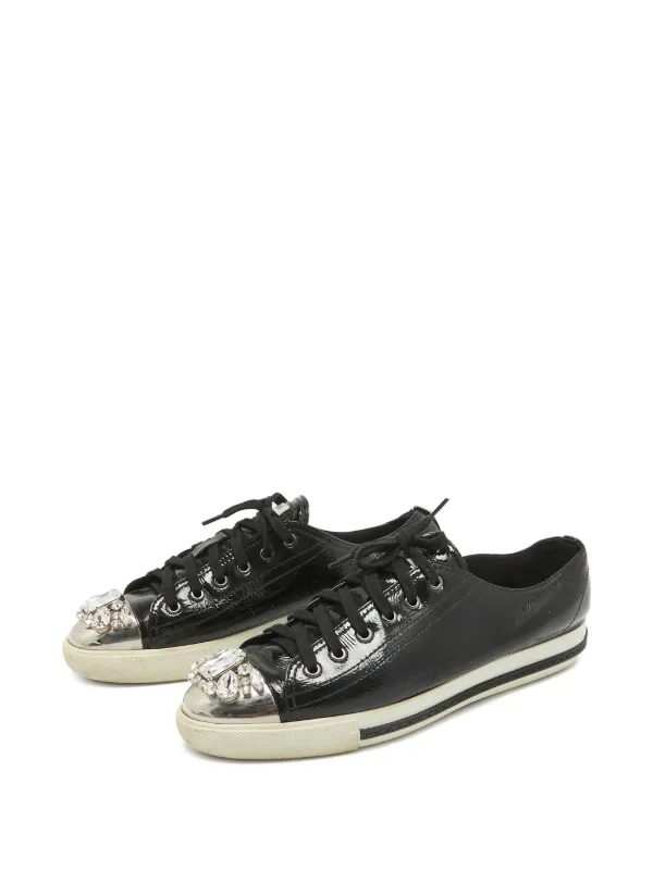 Miu Miu Pre-Owned crystal-embellished Sneakers | Black | FARFETCH