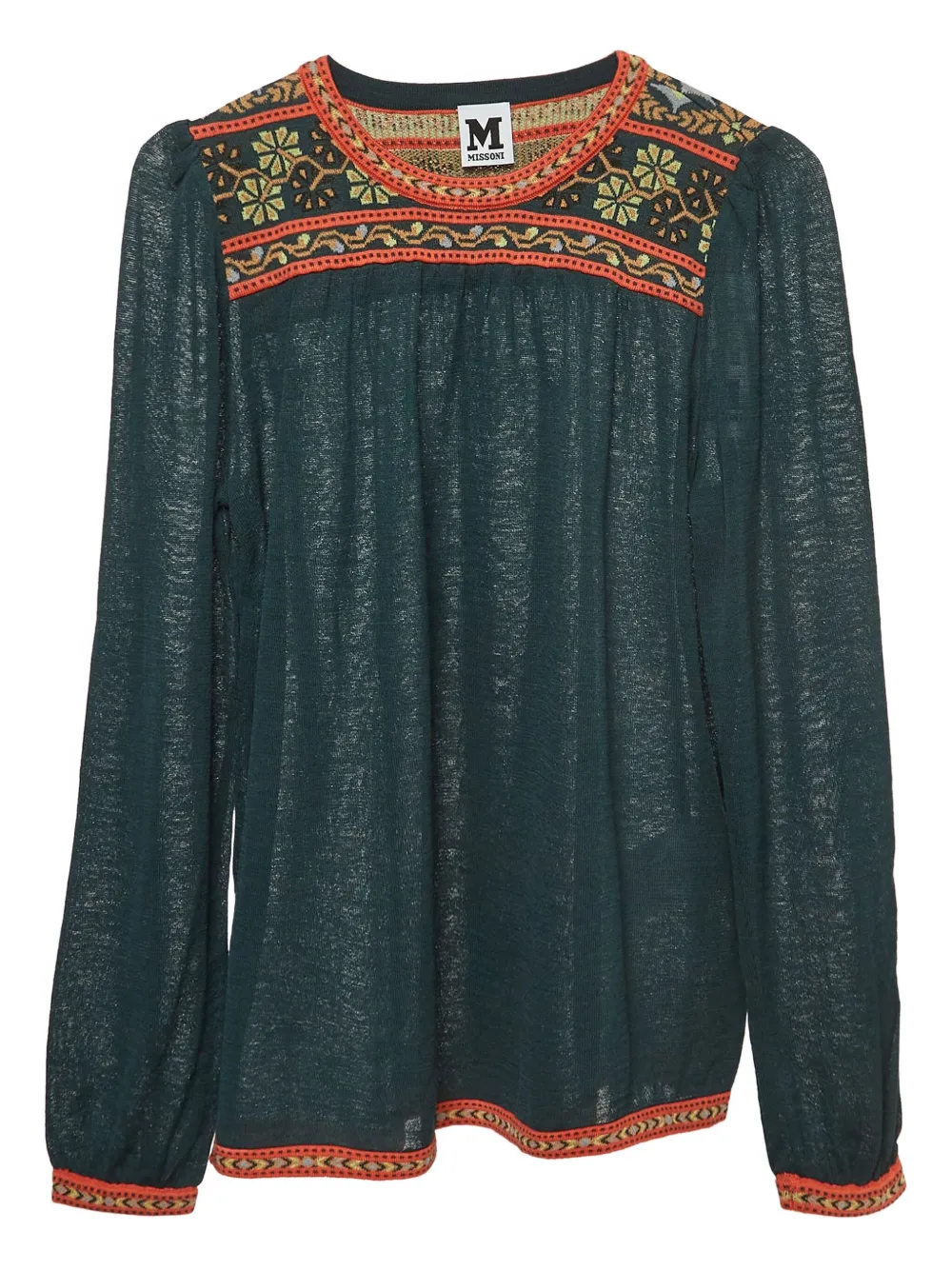 Missoni Pre-Owned embroidered long-sleeve top | Green | Image 1