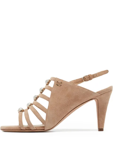 CHANEL Pre-Owned 110mm pearl-embellished heeled sandals