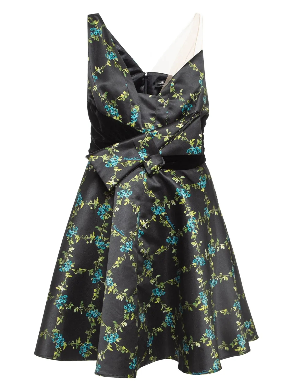Elisabetta Franchi Wickelkleid mit Blumen-Print | Schwarz | Image 1