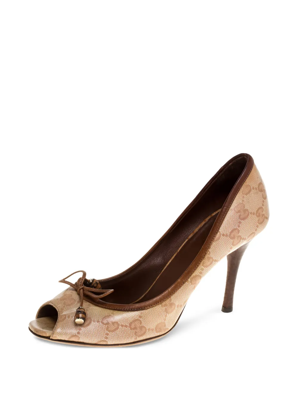 Gucci Pre-Owned 95 mm GG canvas pumps - Beige